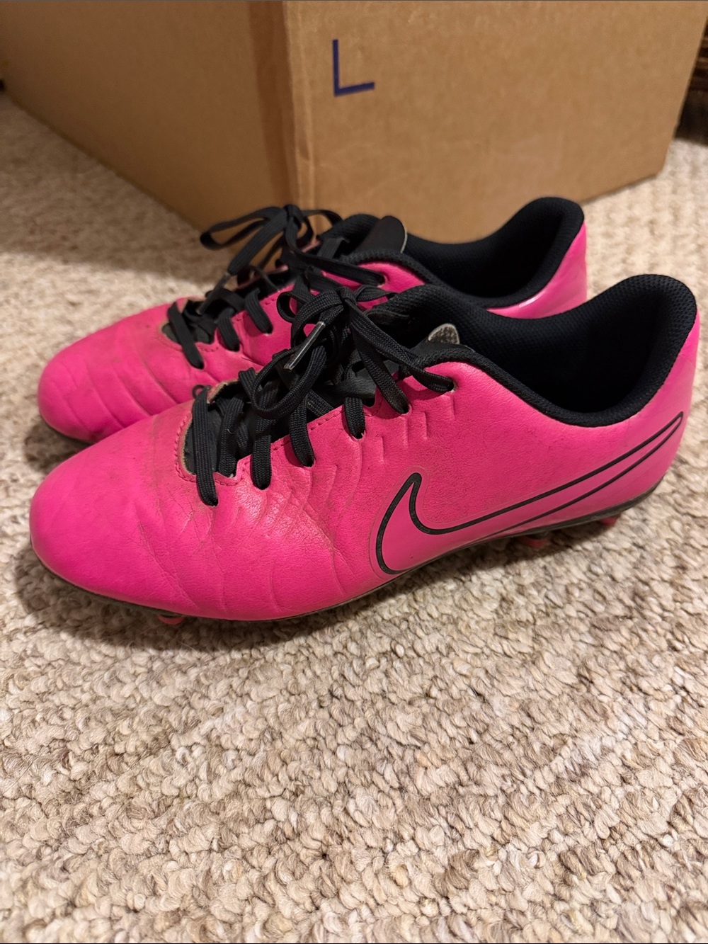 Nike Hot Pink and Black Soccer Cleats